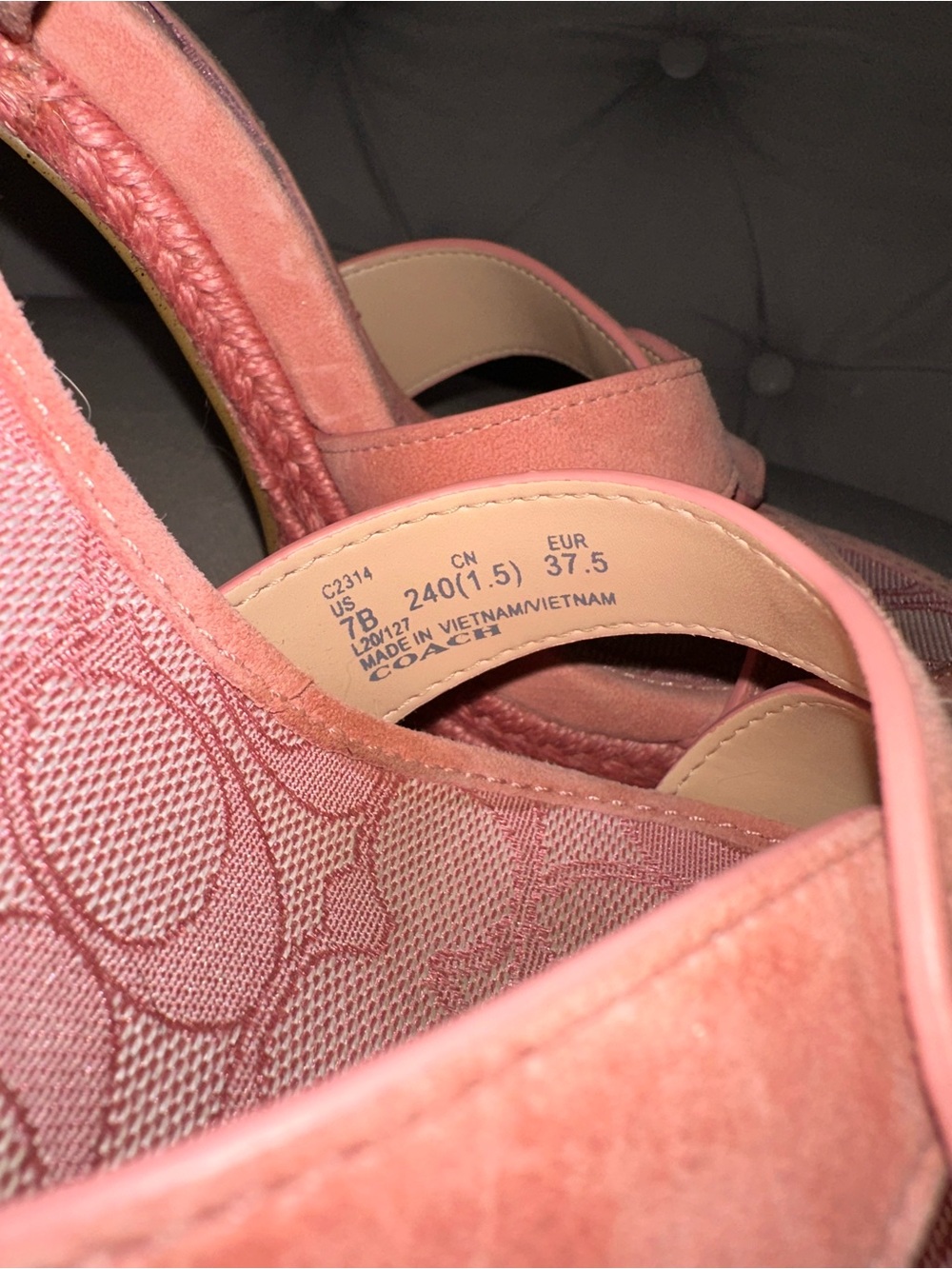 Coach Coral Pink Suede & Espadrille Platform Sandal | US 7 | EUR 37.5 - Picture 5 of 9